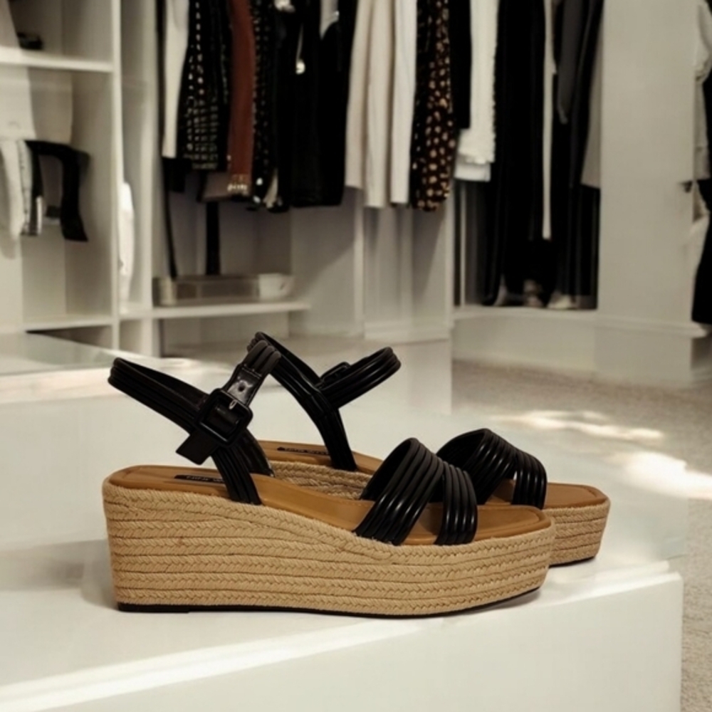 Nine West Womens Wedge Sandals Strappy Wedges Black & Brown NWT Size‎ 9.5